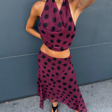 Burgundy Dots Skirt